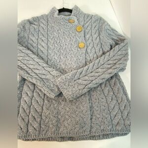 Aran Ireland Merino Wool Cable Knit Cardigan XS